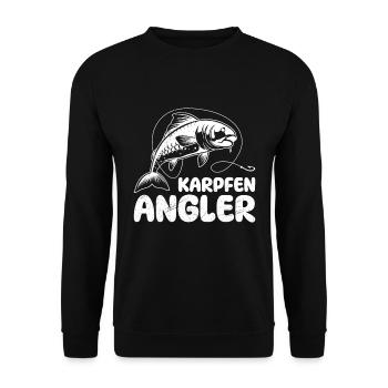 KARPFEN ANGLER Outfit Angeln Hobby - Unisex Pullover - Schwarz - Vorne - Alina (178cm) & Michal (187cm)