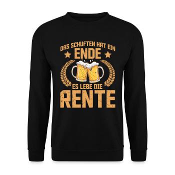 Rentner DAS SCHUFTEN HAT EIN ENDE ES LEBE DIE - Unisex Pullover - Schwarz - Vorne - Alina (178cm) & Michal (187cm)