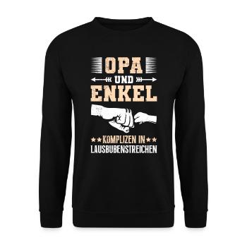 OPA UND ENKEL KOMPLIZEN IN LAUSBUBENSTREICHEN - Unisex Pullover - Schwarz - Vorne - Alina (178cm) & Michal (187cm)