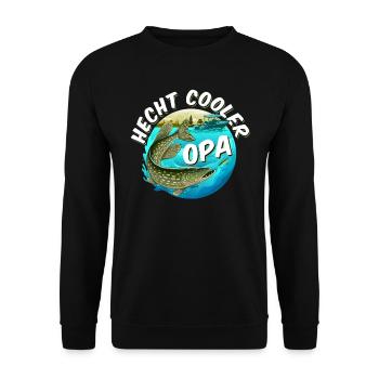 HECHT COOLER OPA Lustiges Hecht Angler Großvater - Unisex Pullover - Schwarz - Vorne - Alina (178cm) & Michal (187cm)