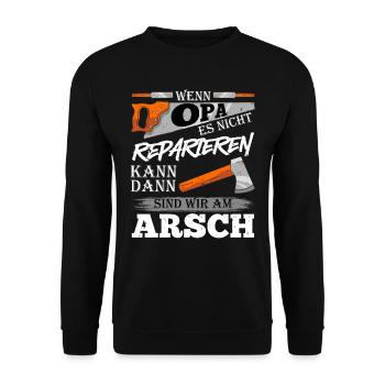 Großvater WENN OPA ES NICHT REPARIEREN KANN - Unisex Pullover - Schwarz - Vorne - Alina (178cm) & Michal (187cm)