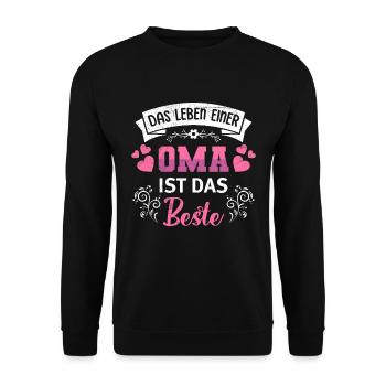 Rentnerin DAS LEBEN EINER OMA IST DAS BESTE - Unisex Pullover - Schwarz - Vorne - Alina (178cm) & Michal (187cm)