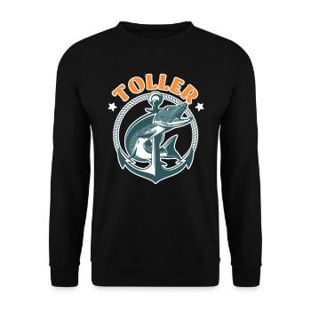 Angler Outfit TOLLER HECHT Lustiges Angeln Hobby - Unisex Pullover - Schwarz - Vorne - Alina (178cm) & Michal (187cm)