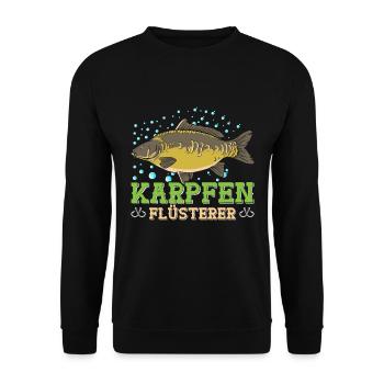 Angeln Hobby KARPFEN FLÜSTERER Lustiges Angler - Unisex Pullover - Schwarz - Vorne - Alina (178cm) & Michal (187cm)