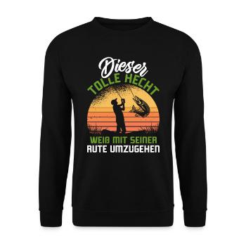 Angler Outfit DIESER TOLLE HECHT Lustiges Angeln - Unisex Pullover - Schwarz - Vorne - Alina (178cm) & Michal (187cm)