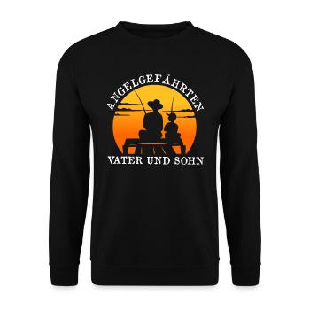 Angler ANGELGEFÄHRTEN SOHN UND VATER Angeln - Unisex Pullover - Schwarz - Vorne - Alina (178cm) & Michal (187cm)