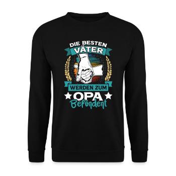 Opi DIE BESTEN VÄTER WERDEN ZUM OPA BEFÖRDERT - Unisex Pullover - Schwarz - Vorne - Alina (178cm) & Michal (187cm)