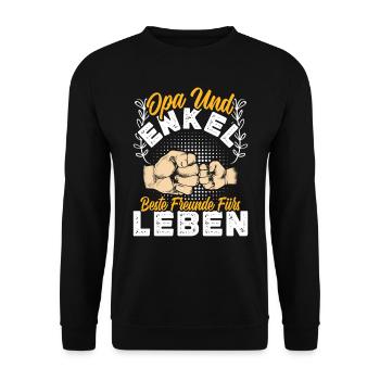 OPA UND ENKEL BESTE FREUNDE FÜRS LEBEN Opi - Unisex Pullover - Schwarz - Vorne - Alina (178cm) & Michal (187cm)