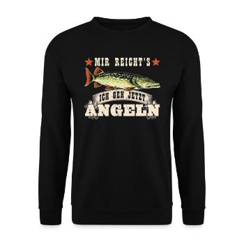 Hecht Angler MIR REICHT'S GEH JETZT HECHT ANGELN - Unisex Pullover - Schwarz - Vorne - Alina (178cm) & Michal (187cm)