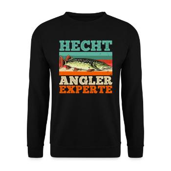HECHT ANGLER EXPERTE Angeln Geburtstags Angler - Unisex Pullover - Schwarz - Vorne - Alina (178cm) & Michal (187cm)