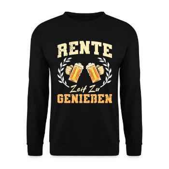 RENTE GENIEßEN Lustiges Ruhestand Endlich Rentner - Unisex Pullover - Schwarz - Vorne - Alina (178cm) & Michal (187cm)