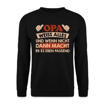 OPA WEISS ALLES UND WENN NICHT MACHT ER ES PASSEND - Unisex Pullover - Schwarz - Vorne - Alina (178cm) & Michal (187cm)