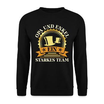 OPA UND ENKEL STARKES TEAM Lustiges Großvater - Unisex Pullover - Schwarz - Vorne - Alina (178cm) & Michal (187cm)