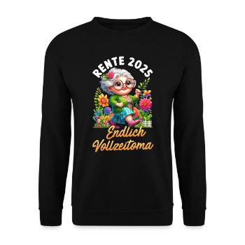 RENTE 2025 ENDLICH VOLLZEIT OMA BIN NICHT FAUL - Unisex Pullover - Schwarz - Vorne - Alina (178cm) & Michal (187cm)