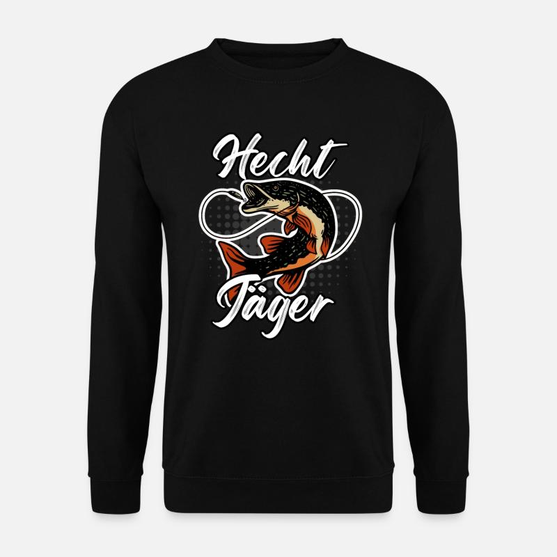 HECHT JÄGER Lustiges Angler Outfit Hecht Angeln - Unisex Pullover - Schwarz