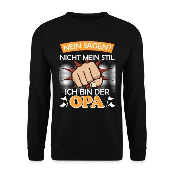 Opi NEIN SAGEN IST NICHT MEIN STIL BIN DER OPA - Unisex Pullover - Schwarz - Vorne - Alina (178cm) & Michal (187cm)