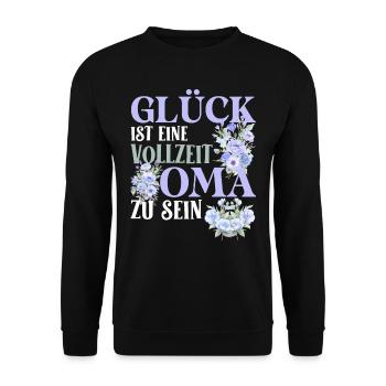 Omi GLÜCK IST EINE VOLLZEIT OMA ZU SEIN Geburtstag - Unisex Pullover - Schwarz - Vorne - Alina (178cm) & Michal (187cm)