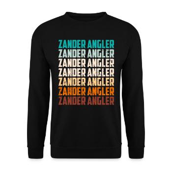 ZANDER ANGLER Lustiges Zander Angeln Donau - Unisex Pullover - Schwarz - Vorne - Alina (178cm) & Michal (187cm)