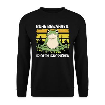 Karneval RUHE BEWAHREN IDIOTEN IGNORIEREN - Unisex Pullover - Schwarz - Vorne - Alina (178cm) & Michal (187cm)