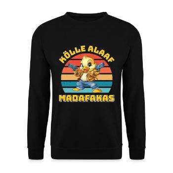 Entenkostüm Karneval KÖLLE ALAAF MADAFAKAS - Unisex Pullover - Schwarz - Vorne - Alina (178cm) & Michal (187cm)