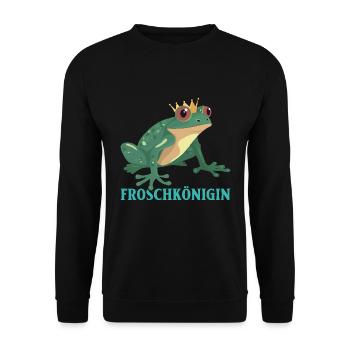 Karneval FROSCHKÖNIGIN Lustiges Frosch Kostüm - Unisex Pullover - Schwarz - Vorne - Alina (178cm) & Michal (187cm)