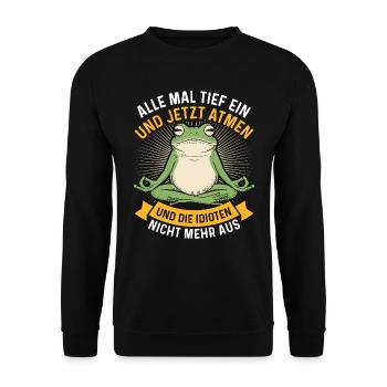 Karneval Party Kostüm ALLE MAL TIEF EINATMEN - Unisex Pullover - Schwarz - Vorne - Alina (178cm) & Michal (187cm)