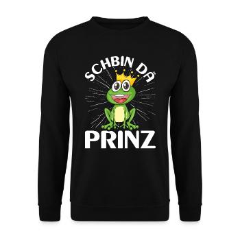 Karneval Kostüm Party SCHBIN DA PRINZ Lustiges - Unisex Pullover - Schwarz - Vorne - Alina (178cm) & Michal (187cm)
