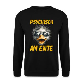 Karneval Entenkostüm PSYCHISCH AM ENTE Lustiges - Unisex Pullover - Schwarz - Vorne - Alina (178cm) & Michal (187cm)