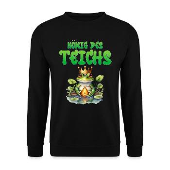 Froschkostüm KÖNIG DES TEICHS Lustiges Karneval - Unisex Pullover - Schwarz - Vorne - Alina (178cm) & Michal (187cm)