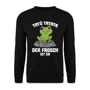 Faschings Kostüm TATÜ TATATA DER FROSCH IST DA - Unisex Pullover - Schwarz - Vorne - Alina (178cm) & Michal (187cm)