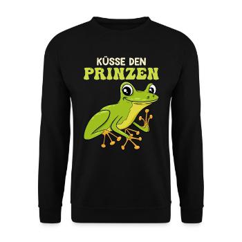 Froschkostüm KÜSS DEN PRINZEN Lustiges Faschings - Unisex Pullover - Schwarz - Vorne - Alina (178cm) & Michal (187cm)