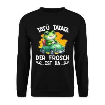 Karneval TATÜ TATATA DER FROSCH IST DA Lustiges - Unisex Pullover - Schwarz - Vorne - Alina (178cm) & Michal (187cm)