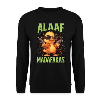 Karneval Party Köln ALAAF MADAFAKAS Lustiges - Unisex Pullover - Schwarz - Vorne - Alina (178cm) & Michal (187cm)
