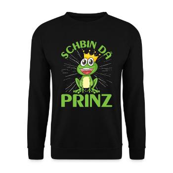 Karneval Kostüm Party SCHBIN DA PRINZ Lustiges - Unisex Pullover - Schwarz - Vorne - Alina (178cm) & Michal (187cm)