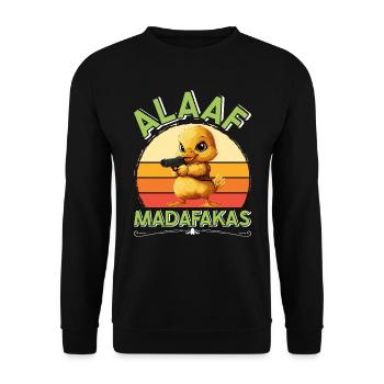 Karneval Party Köln ALAAF MADAFAKAS Lustiges - Unisex Pullover - Schwarz - Vorne - Alina (178cm) & Michal (187cm)