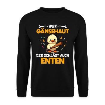 Faschingskostüm WER GÄNSEHAUT DER SCHLÄGT AUCH - Unisex Pullover - Schwarz - Vorne - Alina (178cm) & Michal (187cm)