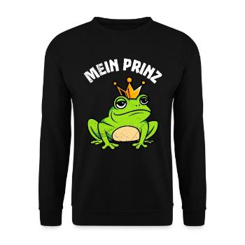 Faschings Kostüm Frauen MEIN PRINZ Lustig Karneval - Unisex Pullover - Schwarz - Vorne - Alina (178cm) & Michal (187cm)