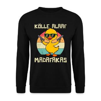 Karneval Köln KÖLLE ALAAF MADAFAKAS Lustiges - Unisex Pullover - Schwarz - Vorne - Alina (178cm) & Michal (187cm)