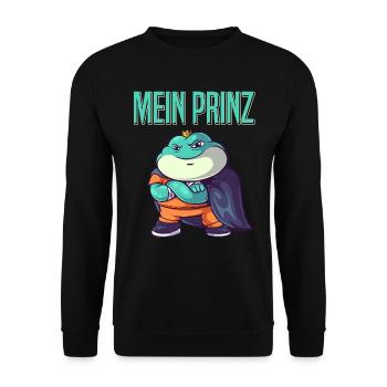 Karneval Kostüm Frosch MEIN PRINZ Lustiges - Unisex Pullover - Schwarz - Vorne - Alina (178cm) & Michal (187cm)