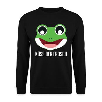 Froschkostüm KÜSS DEN FROSCH Lustiges Faschings - Unisex Pullover - Schwarz - Vorne - Alina (178cm) & Michal (187cm)
