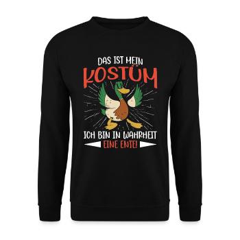 Faschingskostüm DAS IST MEIN MENSCHEN KOSTÜM - Unisex Pullover - Schwarz - Vorne - Alina (178cm) & Michal (187cm)