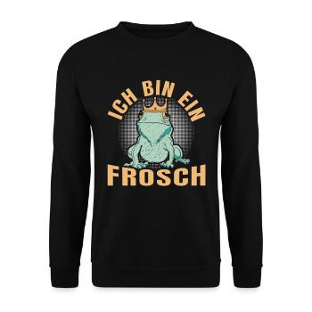 Karneval Party ICH BIN EIN FROSCH Lustiges - Unisex Pullover - Schwarz - Vorne - Alina (178cm) & Michal (187cm)