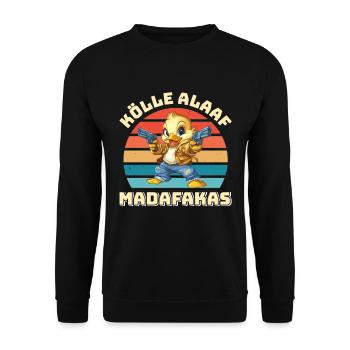 Entenkostüm Karneval KÖLLE ALAAF MADAFAKAS - Unisex Pullover - Schwarz - Vorne - Alina (178cm) & Michal (187cm)
