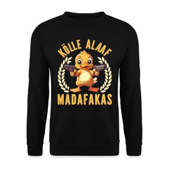 Entenkostüm Karneval KÖLLE ALAAF MADAFAKAS - Unisex Pullover - Schwarz - Vorne - Alina (178cm) & Michal (187cm)