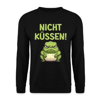 Froschkostüm NICHT KÜSSEN Lustiges Faschings - Unisex Pullover - Schwarz - Vorne - Alina (178cm) & Michal (187cm)