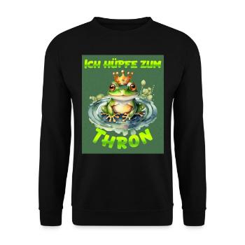 Froschkostüm ICH HÜPFE ZUM THRON Lustiges - Unisex Pullover - Schwarz - Vorne - Alina (178cm) & Michal (187cm)