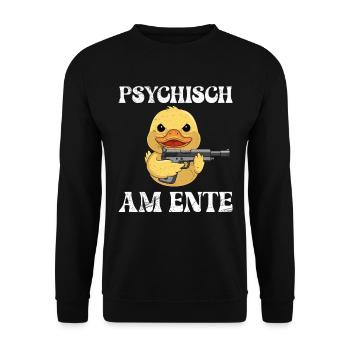 Faschings Party PSYCHISCH AM ENTE Lustiges - Unisex Pullover - Schwarz - Vorne - Alina (178cm) & Michal (187cm)