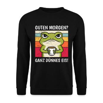 Froschkostüm GUTEN MORGEN? GANZ DÜNNES EIS! - Unisex Pullover - Schwarz - Vorne - Alina (178cm) & Michal (187cm)
