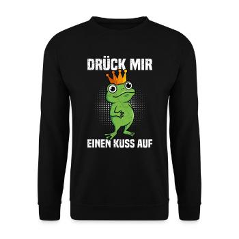 Faschings Party DRÜCK MIR EINEN KUSS AUF Lustiges - Unisex Pullover - Schwarz - Vorne - Alina (178cm) & Michal (187cm)