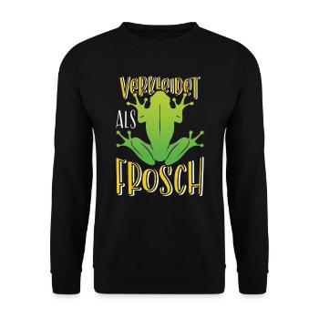 Faschingsparty VERKLEIDET ALS FROSCH Lustiges - Unisex Pullover - Schwarz - Vorne - Alina (178cm) & Michal (187cm)